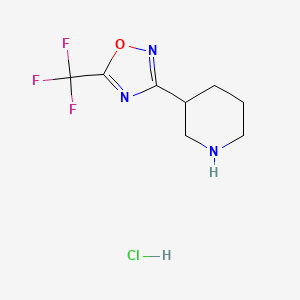 Structure - 3-(Piperidin-3-yl)-5-(trifluoromethyl)-1,2,4-oxadiazole hydrochloride, 95%