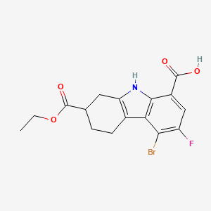 Structure - 4-Bromo-7-ethoxycarbonyl-3-fluoro-6,7,8,9-tetrahydro-5h-carbazole-1-carboxylic acid, 95%