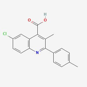 Struktur - 6-Chloro-3-methyl-2-(p-tolyl)quinoline-4-carboxylic acid, 6-CHLORO-3-METHYL-2-(4-METHYLPHENYL)QUINOLINE-4-CARBOXYLIC ACID