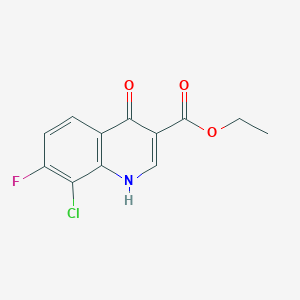 Struktur - Ethyl 8-chloro-7-fluoro-4-hydroxyquinoline-3-carboxylate