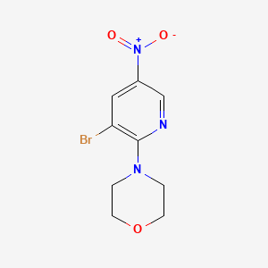 Structuur - 4-(3-Bromo-5-nitropyridin-2-yl)morpholine, 97%