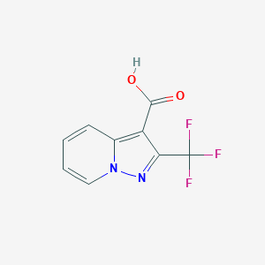 Structuur - 2-(Trifluoromethyl)pyrazolo[1,5-a]pyridine-3-carboxylic acid, 95%