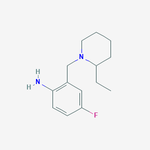 Structuur - 2-((2-Ethylpiperidin-1-yl)methyl)-4-fluoroaniline, 95+%