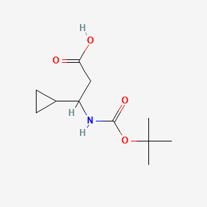 Structuur - 3-((tert-Butoxycarbonyl)amino)-3-cyclopropylpropanoic acid, 3-TERT-BUTOXYCARBONYLAMINO-3-CYCLOPROPYL-PROPIONIC ACID