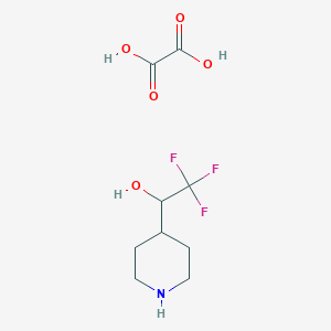 Structuur - 2,2,2-Trifluoro-1-(piperidin-4-yl)ethan-1-ol oxalate, 4-(1-Hydroxy-2,2,2-trifluoroethyl)piperidine oxalate