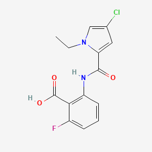 Structuur - 2-(4-Chloro-1-ethyl-1h-pyrrole-2-amido)-6-fluorobenzoic acid