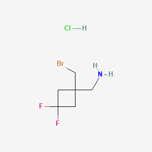 Struktura - (1-(Bromomethyl)-3,3-difluorocyclobutyl)methanamine hydrochloride, 95%