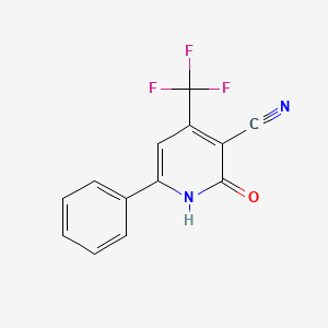 Struktura - 2-Hydroxy-6-phenyl-4-(trifluoromethyl)nicotinonitrile, 2-Oxo-6-phenyl-4-(trifluoromethyl)-1,2-dihydropyridine-3-carbonitrile