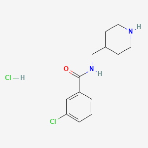 Struktura - 3-Chloro-N-(4-piperidinylmethyl)benzamide hydrochloride