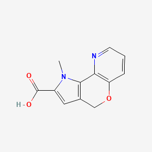 Struktura - 1-Methyl-1,4-dihydropyrrolo[2',3':4,5]pyrano[3,2-b]pyridine-2-carboxylic acid, 95%