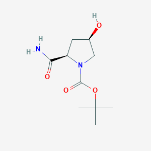 Struktura - tert-Butyl (2r,4r)-2-carbamoyl-4-hydroxypyrrolidine-1-carboxylate, 95%