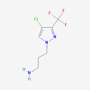 Struktura - 3-[4-chloro-3-(trifluoromethyl)-1H-pyrazol-1-yl]propan-1-amine