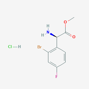 结构 - Methyl (R)-2-amino-2-(2-bromo-4-fluorophenyl)acetate hcl, 95%