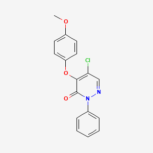 结构 - 5-Chloro-4-(4-methoxyphenoxy)-2-phenyl-2,3-dihydropyridazin-3-one, 90%