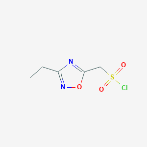 结构 - (3-Ethyl-1,2,4-oxadiazol-5-yl)methanesulfonyl chloride, 95%