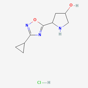 结构 - 5-(3-Cyclopropyl-1,2,4-oxadiazol-5-yl)pyrrolidin-3-ol hydrochloride