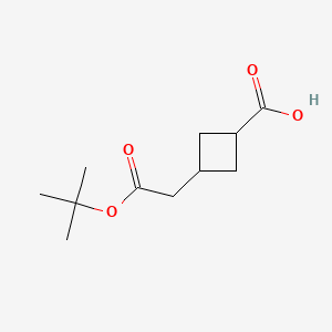 结构 - Trans-3-(2-tert-butoxy-2-oxo-ethyl)cyclobutanecarboxylic acid, 95%