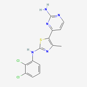 Struktur - 4-{2-[(2,3-dichlorophenyl)amino]-4-methyl-1,3-thiazol-5-yl}pyrimidin-2-amine, 90%
