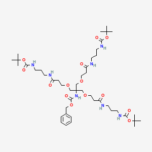 Struktur - Benzyl di-tert-butyl (10-(13,13-dimethyl-5,11-dioxo-2,12-dioxa-6,10-diazatetradecyl)-5,15-dioxo-8,12-dioxa-4,16-diazanonadecane-1,10,19-triyl)tricarbamate, 95%