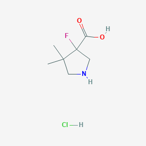 Struktur - 3-Fluoro-4,4-dimethylpyrrolidine-3-carboxylic acid hydrochloride, 95%
