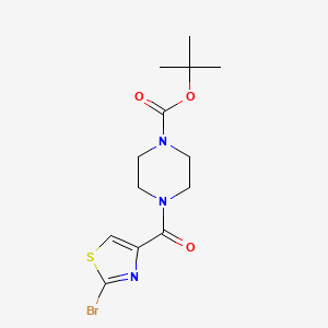 Struktur - Tert-butyl 4-(2-bromothiazole-4-carbonyl)piperazine-1-carboxylate, 1,1-dimethylethyl 4-((2-bromo-1,3-thiazol-4-yl)carbonyl)-1-piperazinecarboxylate