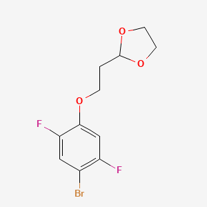 Struktur - 2-(2-(4-Bromo-2,5-difluorophenoxy)ethyl)-1,3-dioxolane, 2-[2-(4-bromo-2,5-difluorophenoxy)ethyl]-1,3-dioxolane